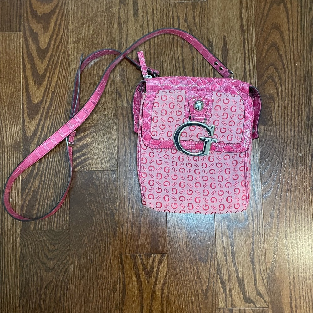 Guess Pink Logo Crossbody Bag